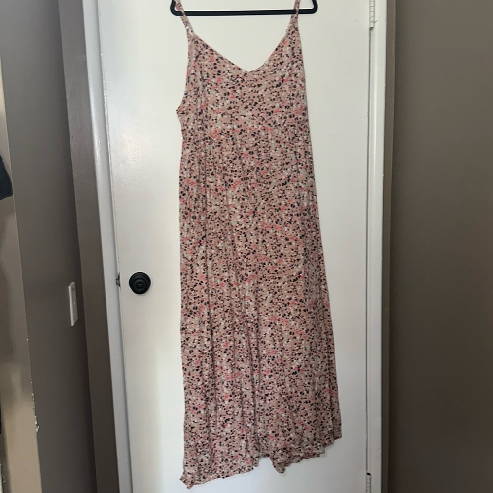 Caslon Pink Dotted Empire Maxi Dress EUC